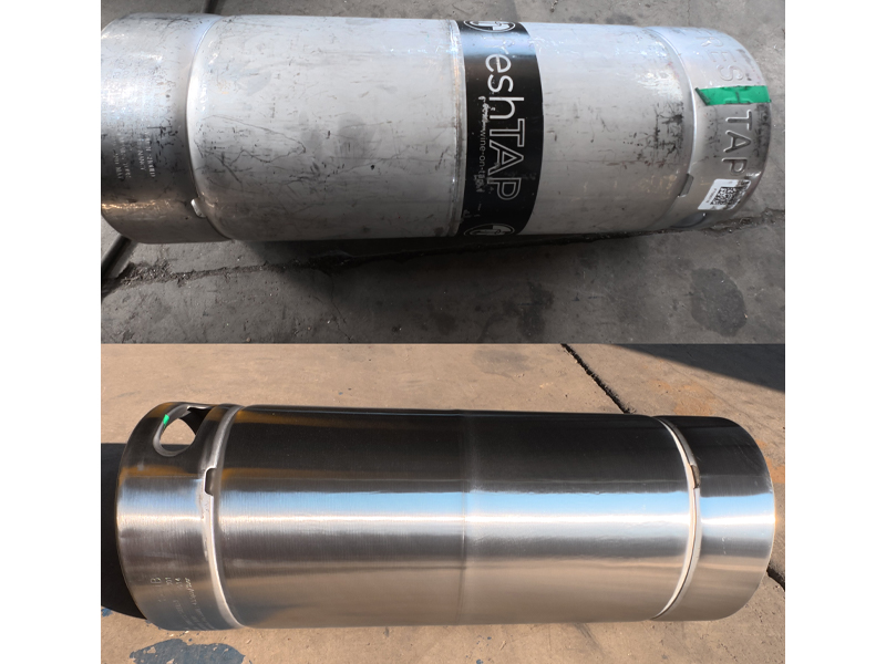 beer kegs polishing refurbishing befor and after