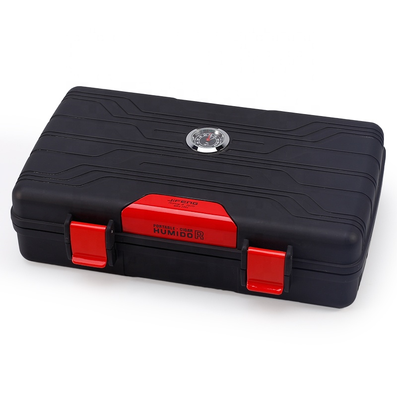 shiny red portable travel cigar humidor case with hygrometer and humidifier for 10 cigars03.jpg