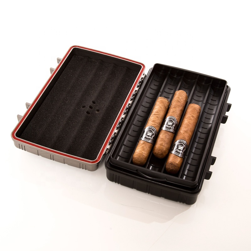 блестящий красный переносной переносной футляр для сигар с гигрометром и увлажнителем на 10 сигар06.jpg