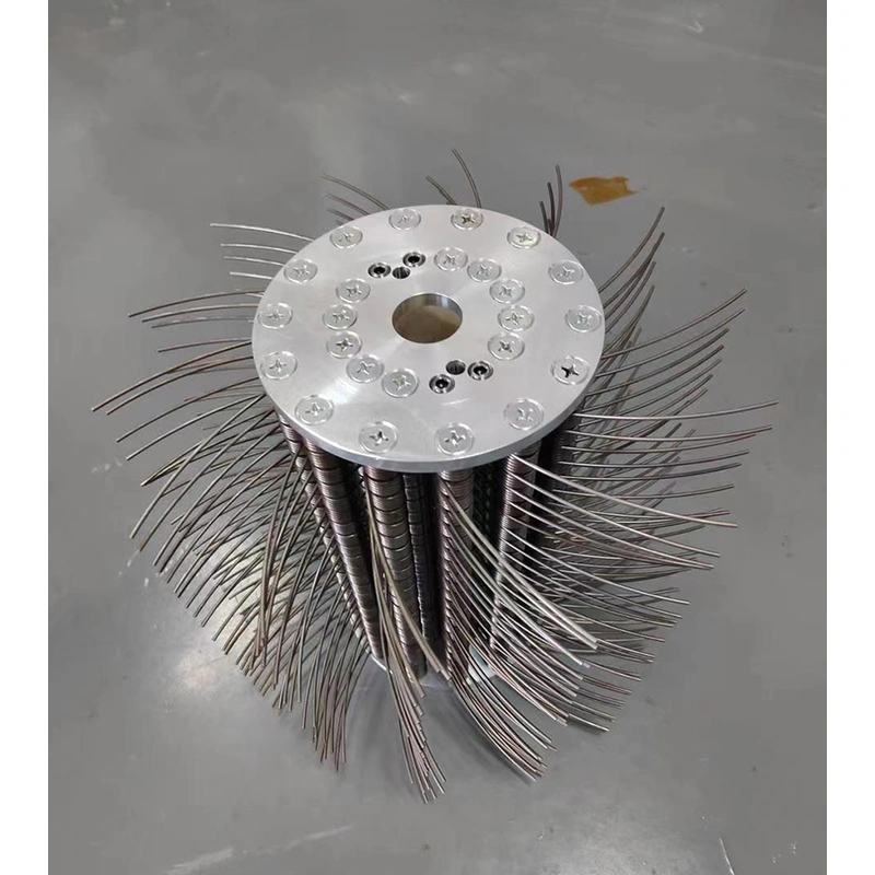 Spring steel wire brush for optimal oxide skin removal