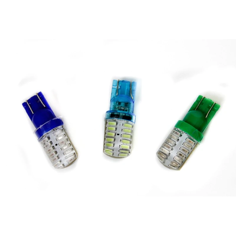 12V silicone crystal t10 3014 24smd w5w led white strobe light