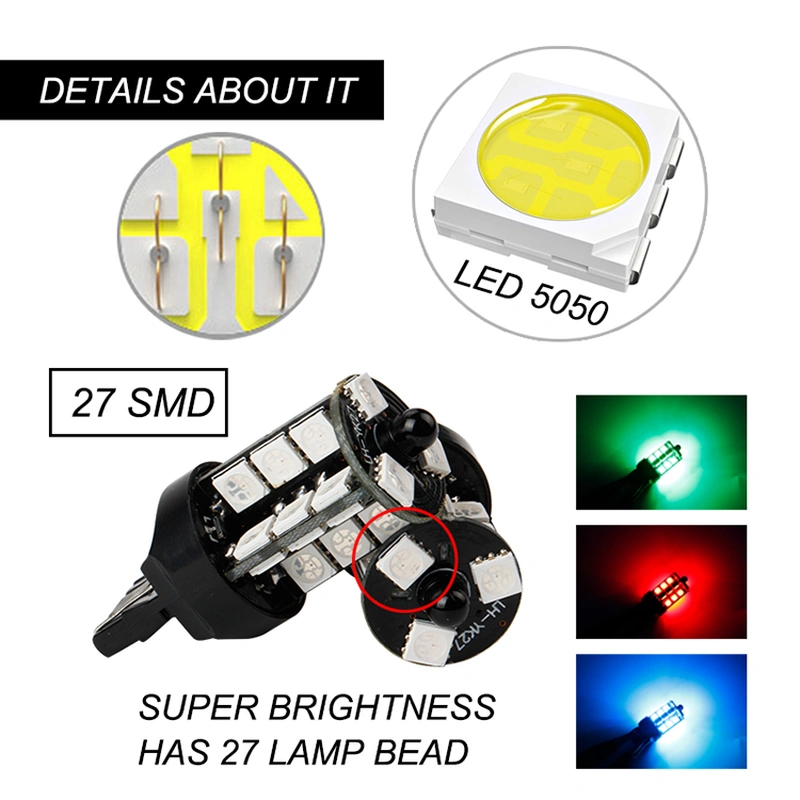  Multi color 27smd T20 canbus led reverse lights remote controller