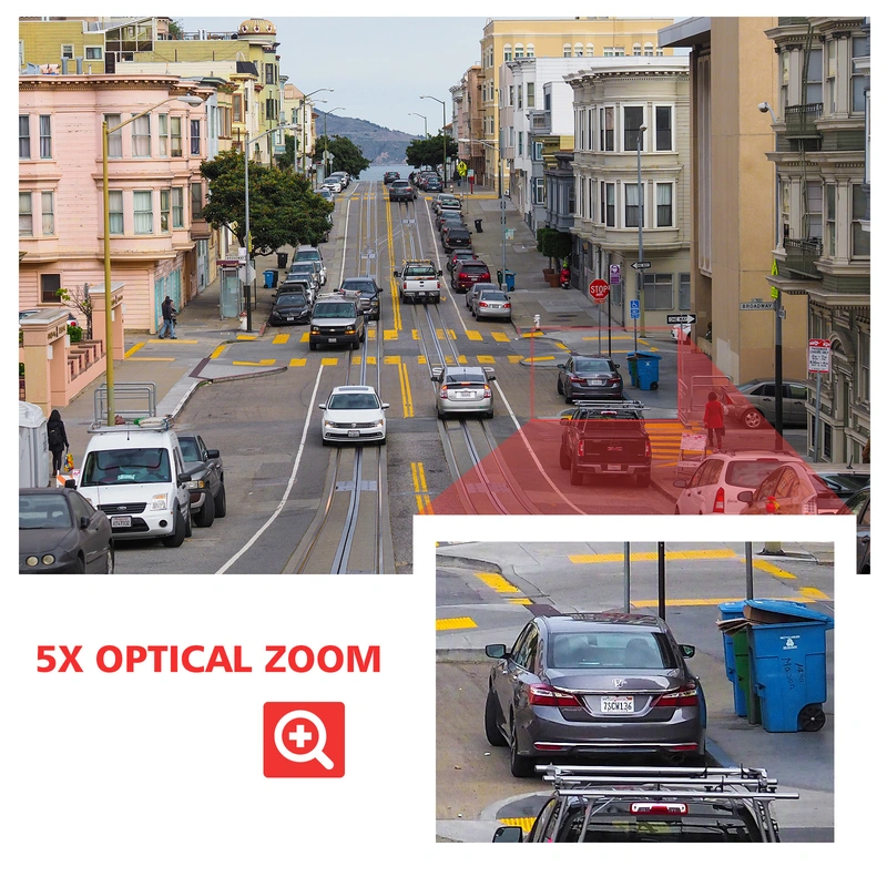 5MP PTZ WiFi Camera, BOAVISION HD Outdoor Wireless IP Camera, Pan Tilt 5X Optical Zoom, Two Way Audio, 196ft Full Color Night Vision, Dome Security Camera CamHi Onvif Protocol