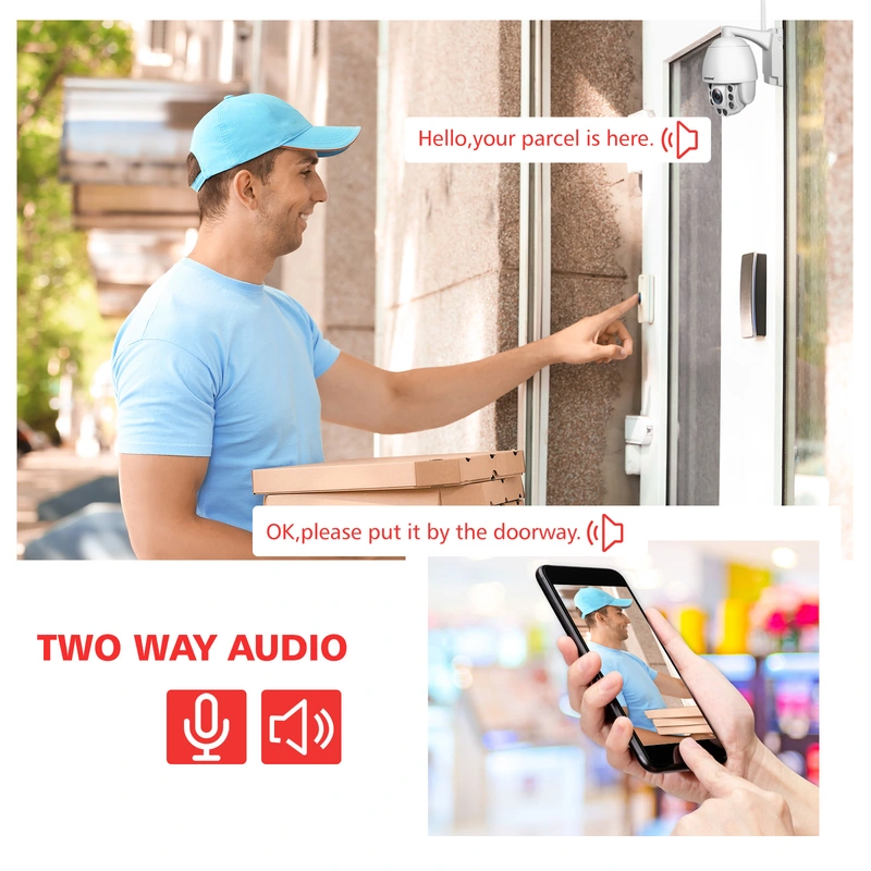 5MP PTZ WiFi Camera, BOAVISION HD Outdoor Wireless IP Camera, Pan Tilt 5X Optical Zoom, Two Way Audio, 196ft Full Color Night Vision, Dome Security Camera CamHi Onvif Protocol