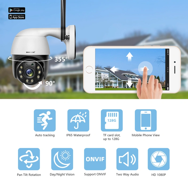 Security Camera Outdoor, AI auto Tracking,2.4g WiFi Home Surveillance Camera,2 Way Audio,1080P Full Color 150ft IR Night Vision, Metal housing Waterproof