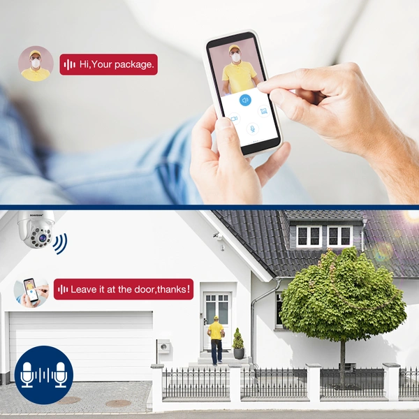 BOAVISION Security Camera Outdoor, Wireless WiFi IP Camera Home Security System 360° View,Motion Detection, auto Tracking,Two Way Talk,HD 1080P pan Tile Full Color Night Vision