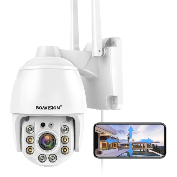 BOAVISION Security Cameras Wireless Outdoor,Home Security Surveillance Camera System,360° View WiFi 1080P Pan Tilt,Floodlight Color Night Vision,Motion Detection Tracking,2 Way Talk,SD Card Storage
