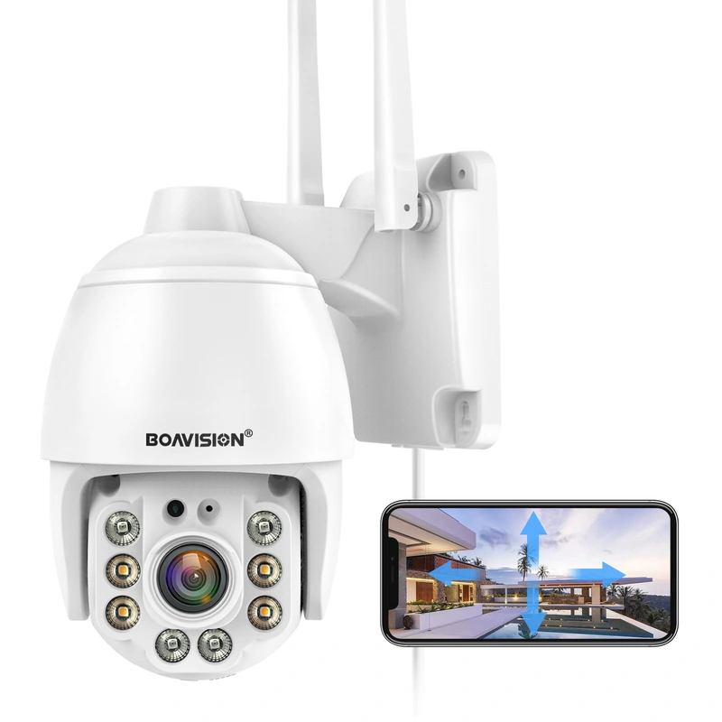 BOAVISION Security Cameras Wireless Outdoor,Home Security Surveillance Camera System,360° View WiFi 1080P Pan Tilt,Floodlight Color Night Vision,Motion Detection Tracking,2 Way Talk,SD Card Storage