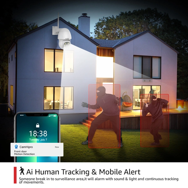 BOAVISION 4MP Security Camera Outdoor,360° View Video Surveillance Cameras,Human Tracking,Motion Detection Alerts,Pan & Tilt,Full Color Night Vision,Wireless Wi-Fi Home Security System