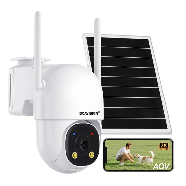 AOV (Always On Video) Surveillance Camera Outdoor Build in Battery Solar Powered Humanoid Detection Wireless Lan Security Camera