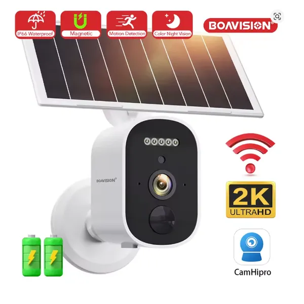 2​K 3MP FHD WIFI Battery Camera built-in 2*18650 Battery Color Night Vision Magnetic Base Two Way Audio Security Camera