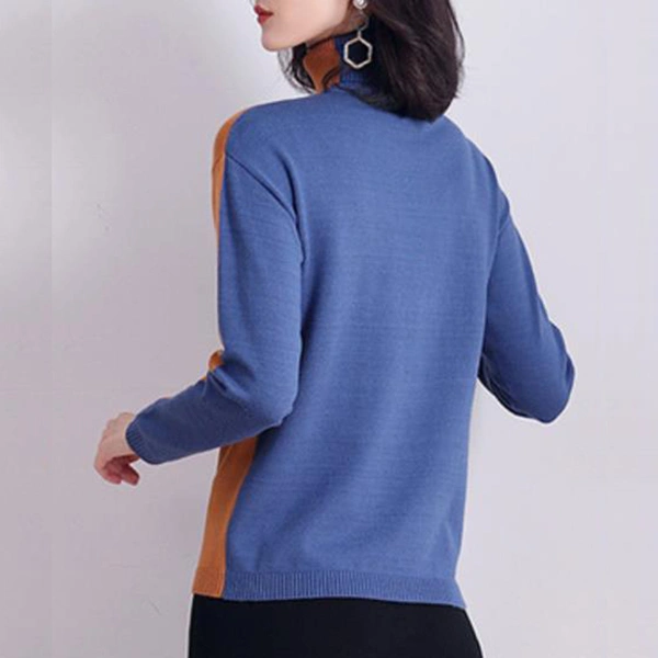 Women's color contrast turtleneck pullover