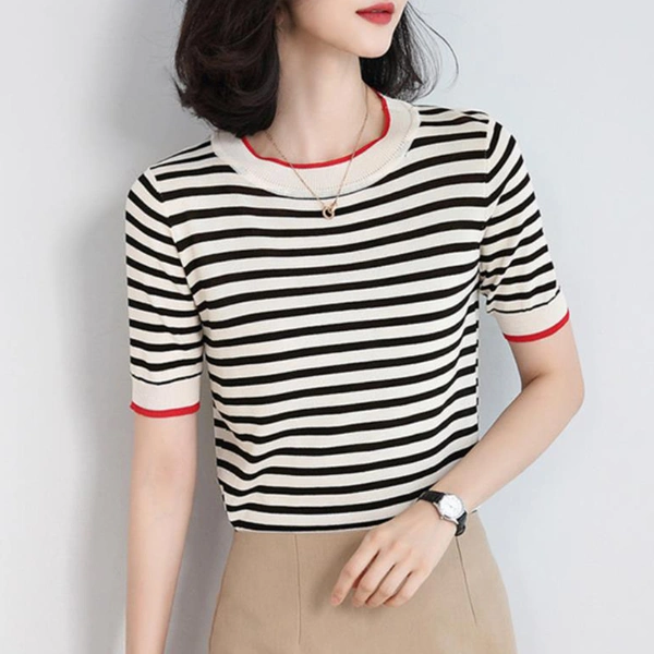 S/S Knitted Striped Shirt for Summer