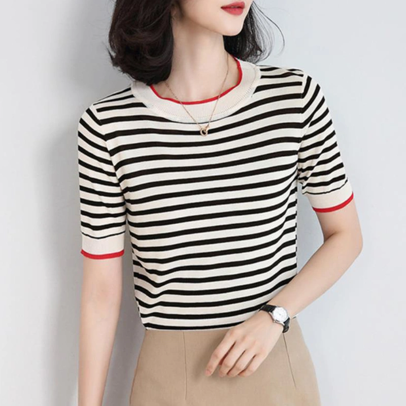S/S Knitted Striped Shirt for Summer