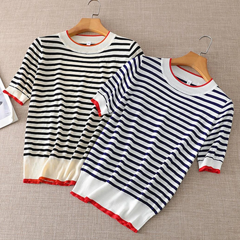 S/S Knitted Striped Shirt for Summer