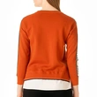 Ladies Knitted Pullover with Woven Cloth Hem