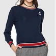 Women's Knitted Pullover with Color Block Hem 