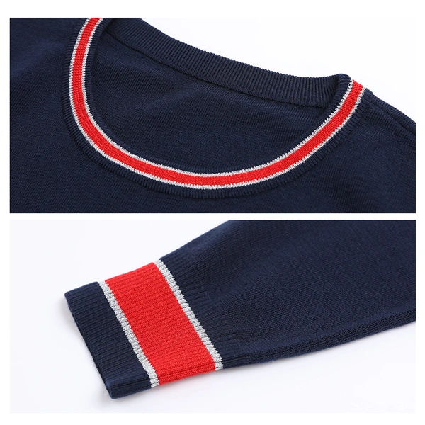 Women's Knitted Pullover with Color Block Hem 