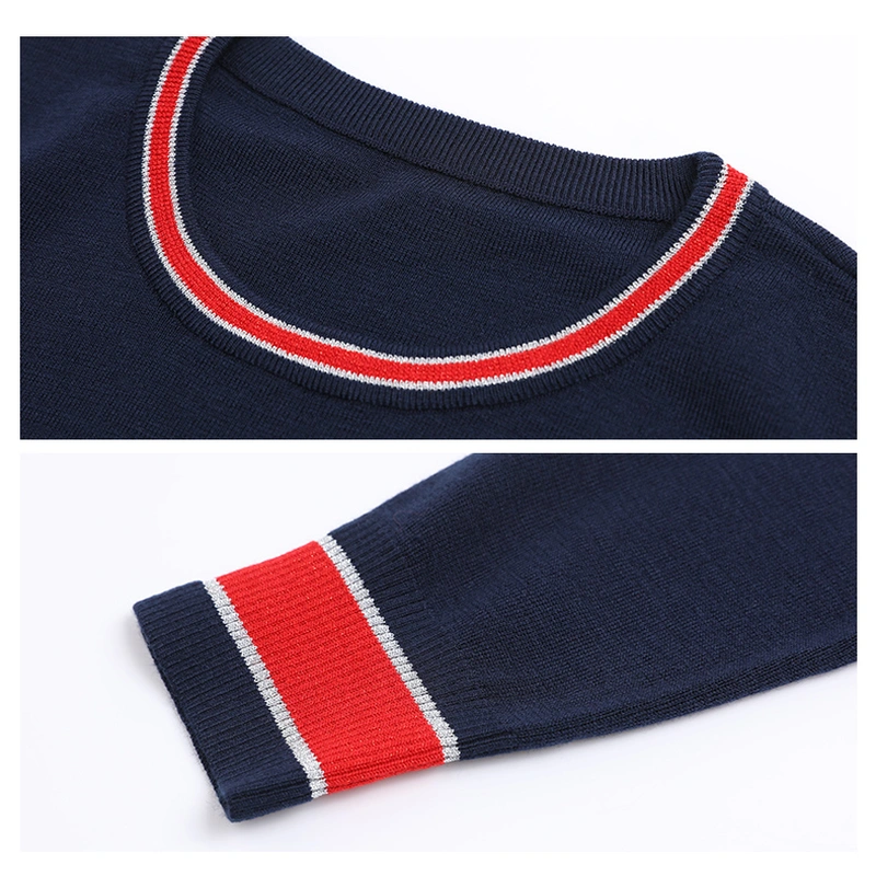 Women's Knitted Pullover with Color Block Hem 