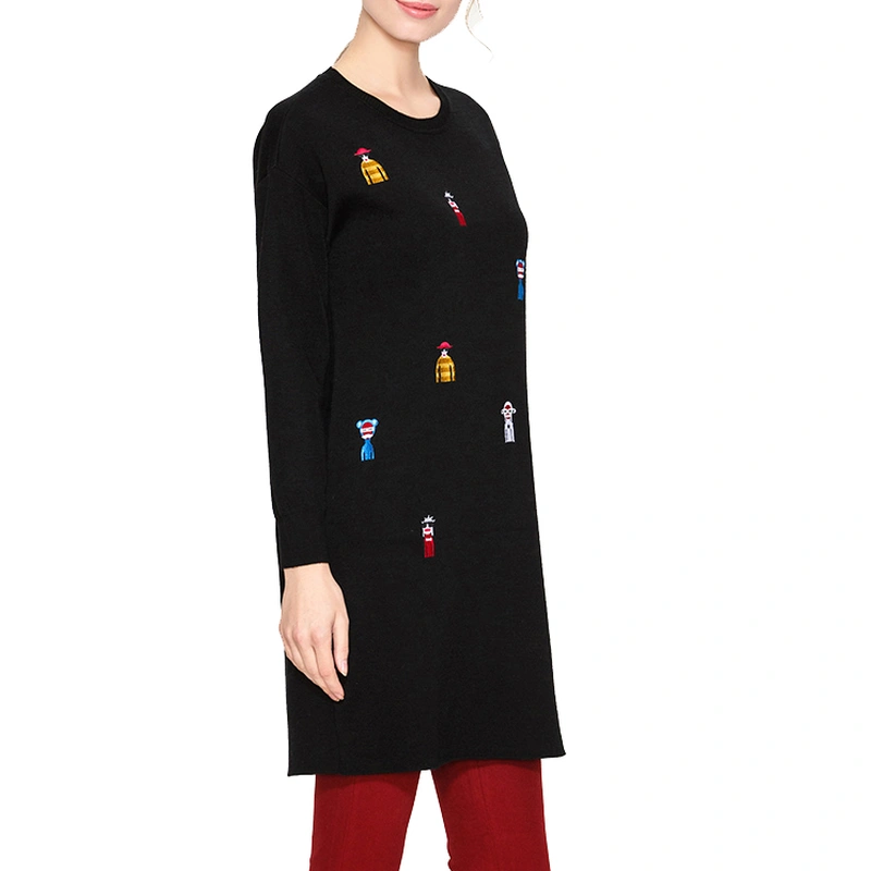 Ladies knitted pullover with printing