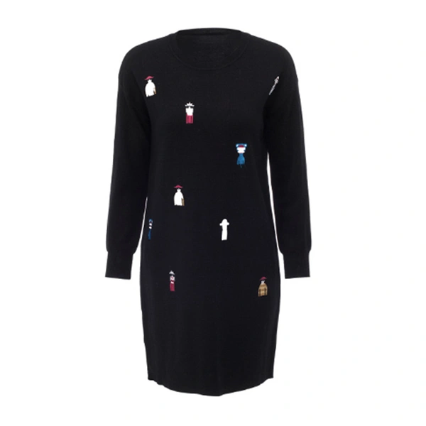 Ladies knitted pullover with printing