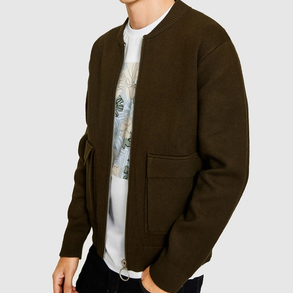 Men's Knitting Cardigan with Zipper in front