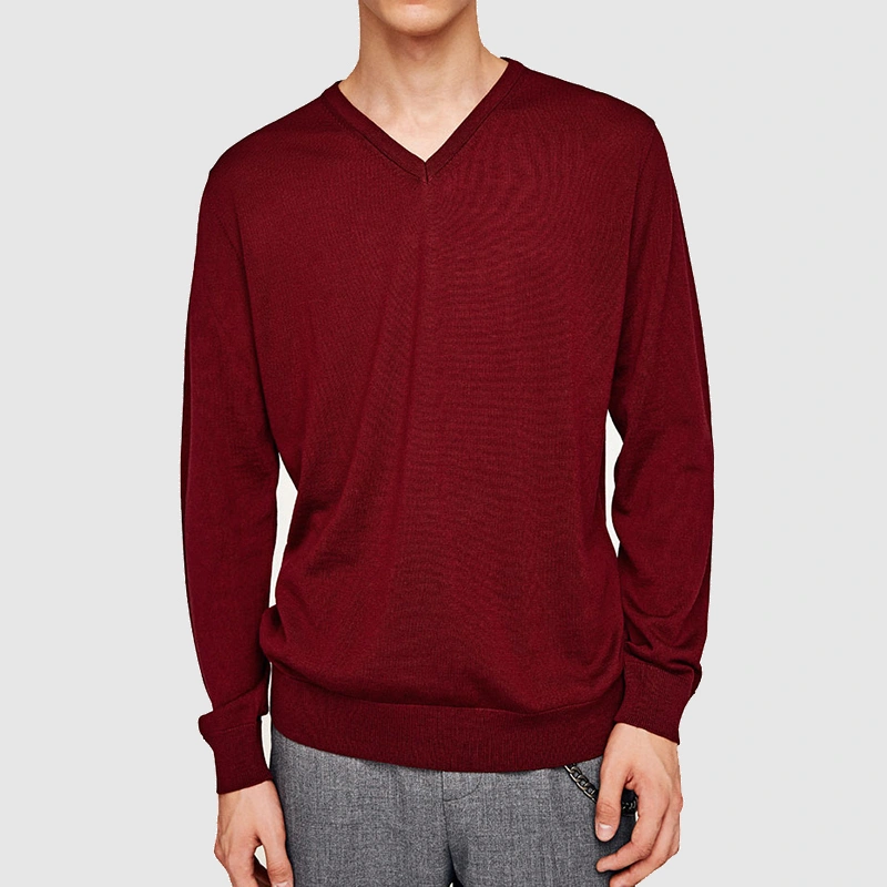 Men's Long Sleeved V-neck pullover sweater