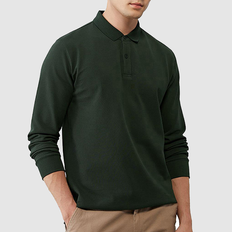 Men's Long Sleeved Knitted Polo Shirt