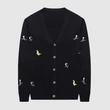 Men's Long Sleeved Embroidered Cardigan