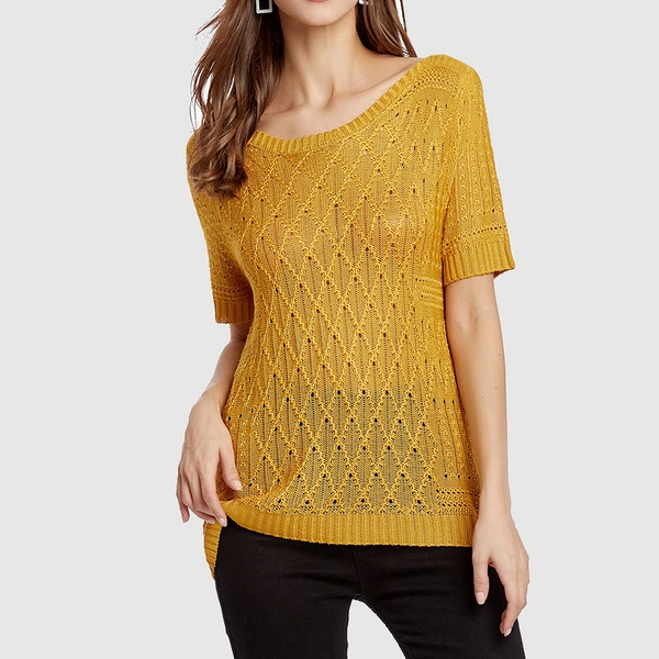 Hollow-carved Short Sleeves Knitwear