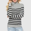 Women's Striped Lapel Collar Pullover