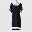 Elastic Ladies V neck Knitted shift dress