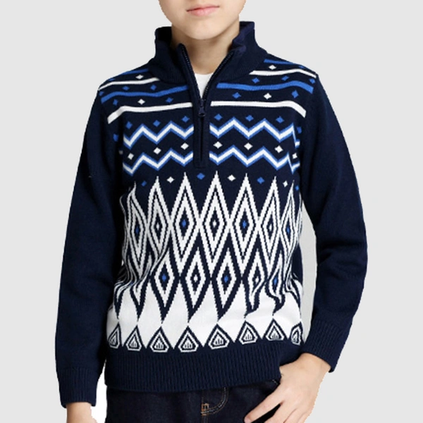 Boy's Knit Half Cardigan with zipper