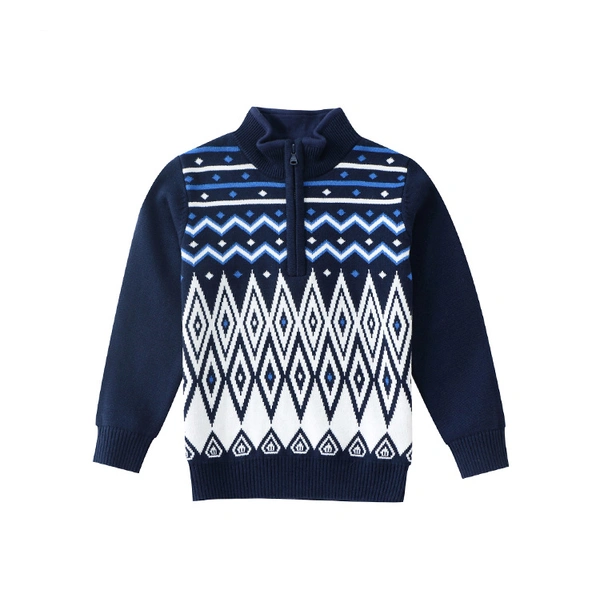 Boy's Knit Half Cardigan with zipper