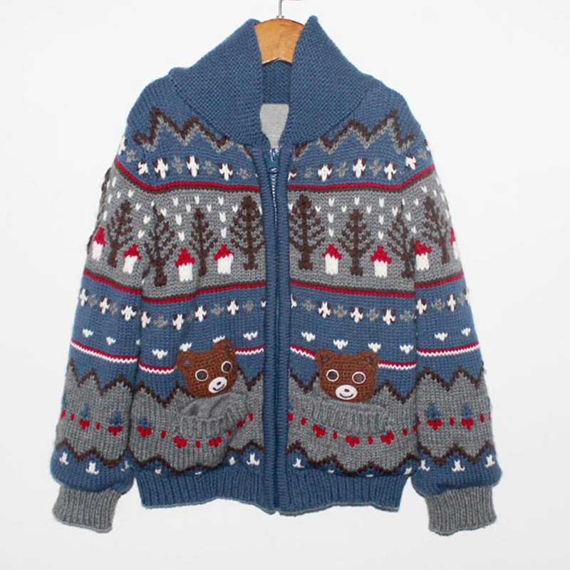 Children's Jacquard Knitted Cardigan Coat