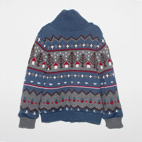 Children's Jacquard Knitted Cardigan Coat