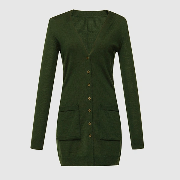 Women's Long Woolen Knitted Cardigan