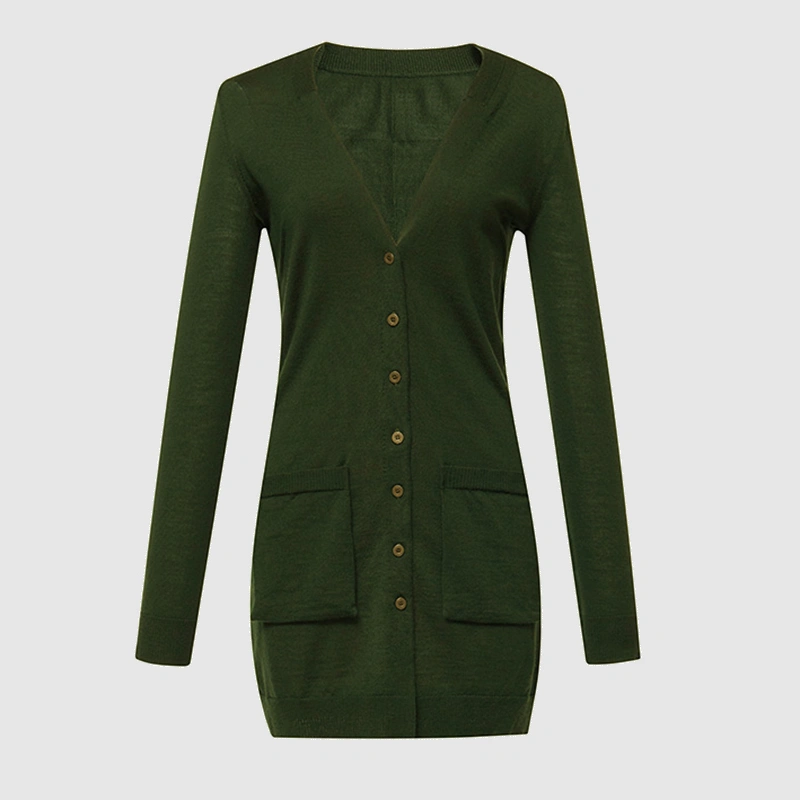 Women's Long Woolen Knitted Cardigan