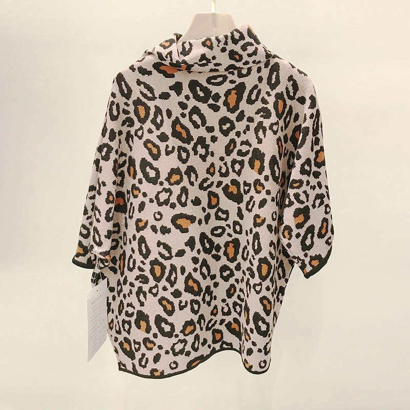 Ladies jacquard wrap pullover sweater