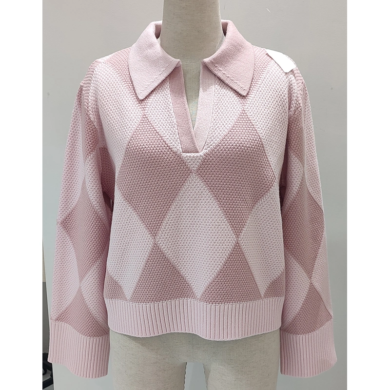 contrast polo neck sweater