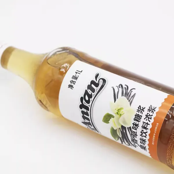 trà bong bóng nguyên liệu cà phê và trà trái cây hương vị xi-rô vani