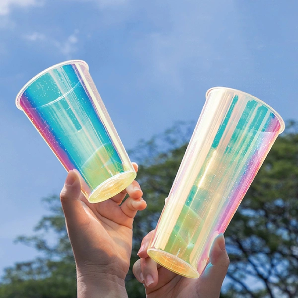 Disposable rainbow milk tea cup customized high quality