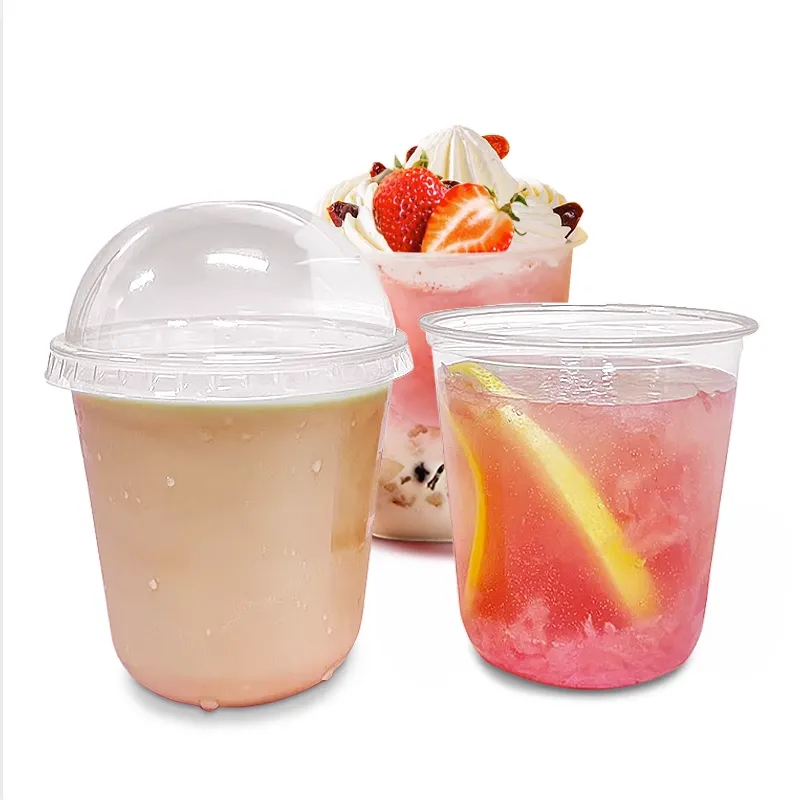 cốc trong suốt dùng một lần cốc sinh tố cupcake 360ml hình chữ u  