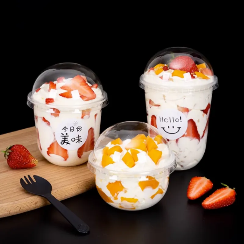 cốc trong suốt dùng một lần cốc sinh tố cupcake 360ml hình chữ u  