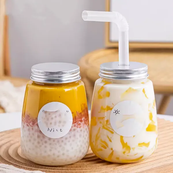 cốc trà sữa chai dùng một lần có nắp nước trái cây chai nước giải khát đồ uống  
