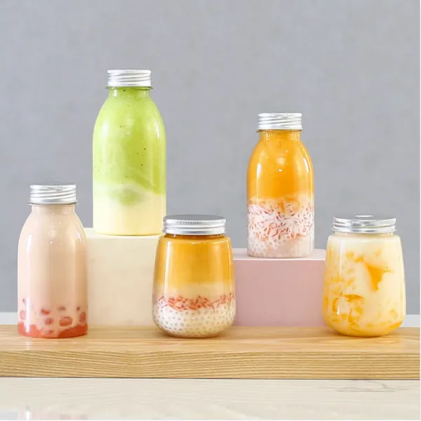 cốc trà sữa chai dùng một lần có nắp nước trái cây chai nước giải khát đồ uống  