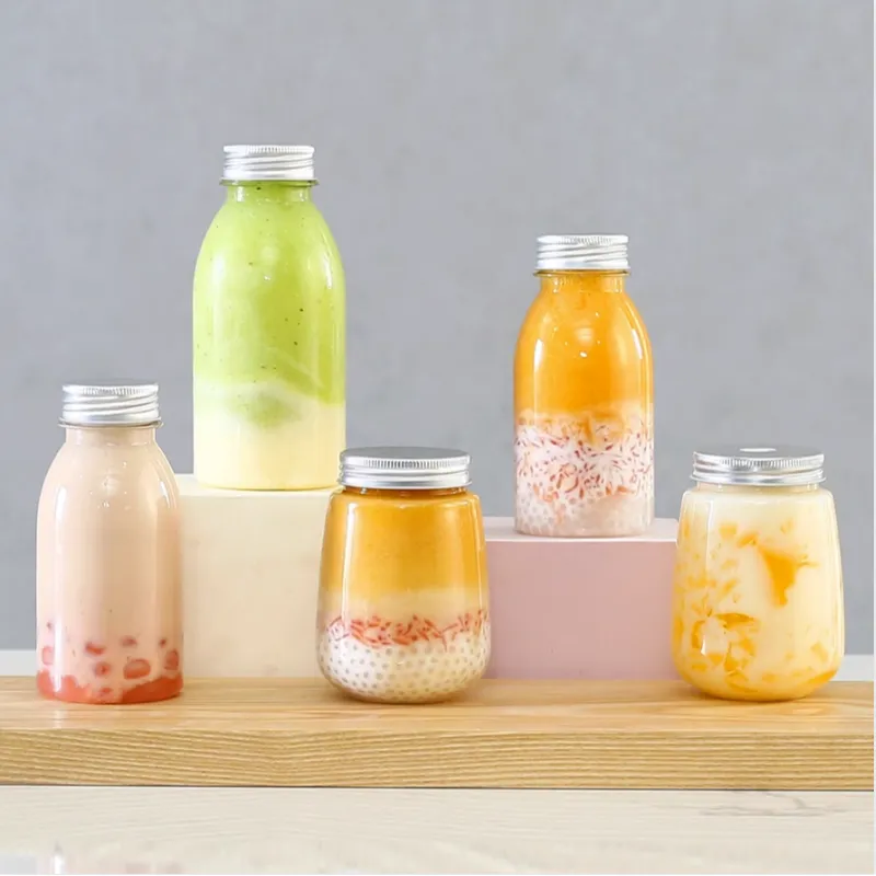 cốc trà sữa chai dùng một lần có nắp nước trái cây chai nước giải khát đồ uống  