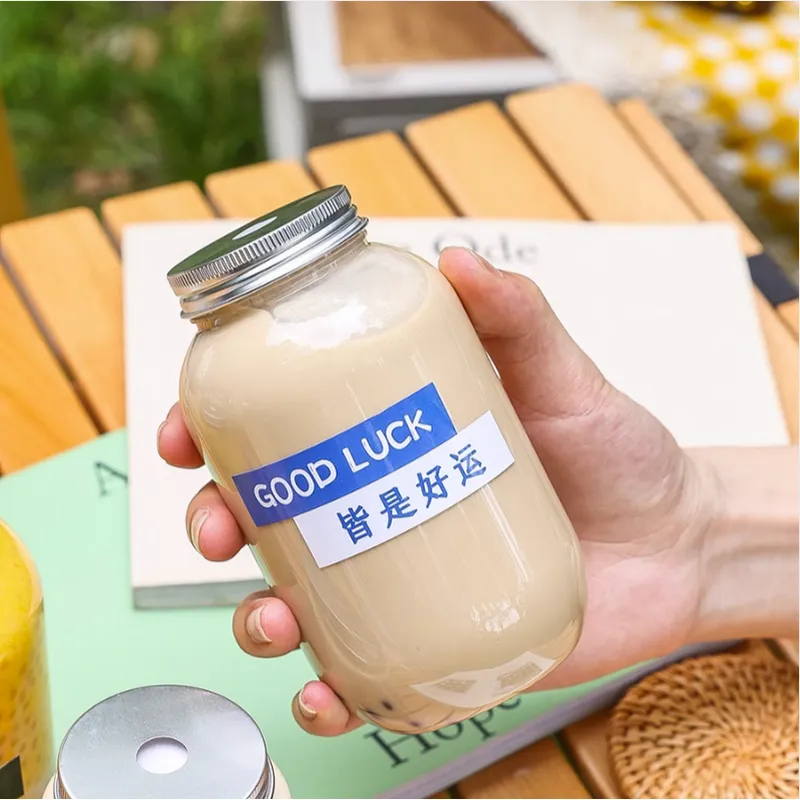 cốc trà sữa chai dùng một lần có nắp nước trái cây chai nước giải khát đồ uống  