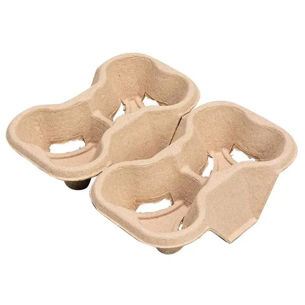 bốn ngăn đựng cốc chất liệu bột giấy đựng cốc giấy nóng dùng một lần