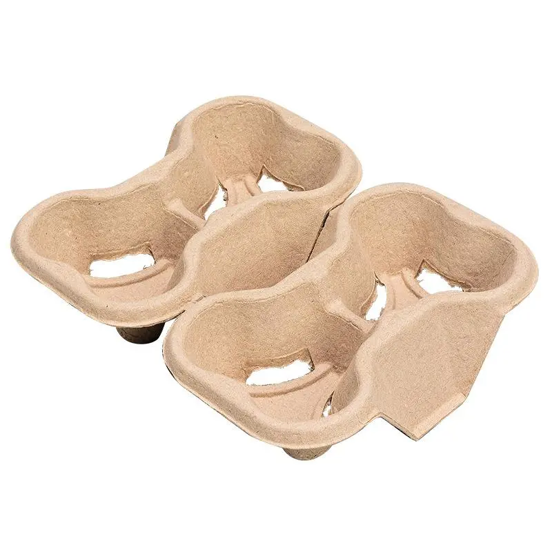 bốn ngăn đựng cốc chất liệu bột giấy đựng cốc giấy nóng dùng một lần  